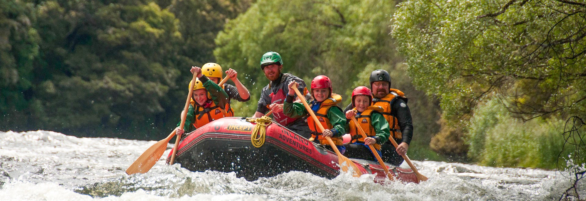 Family rafting the Arnold River near Greymouth